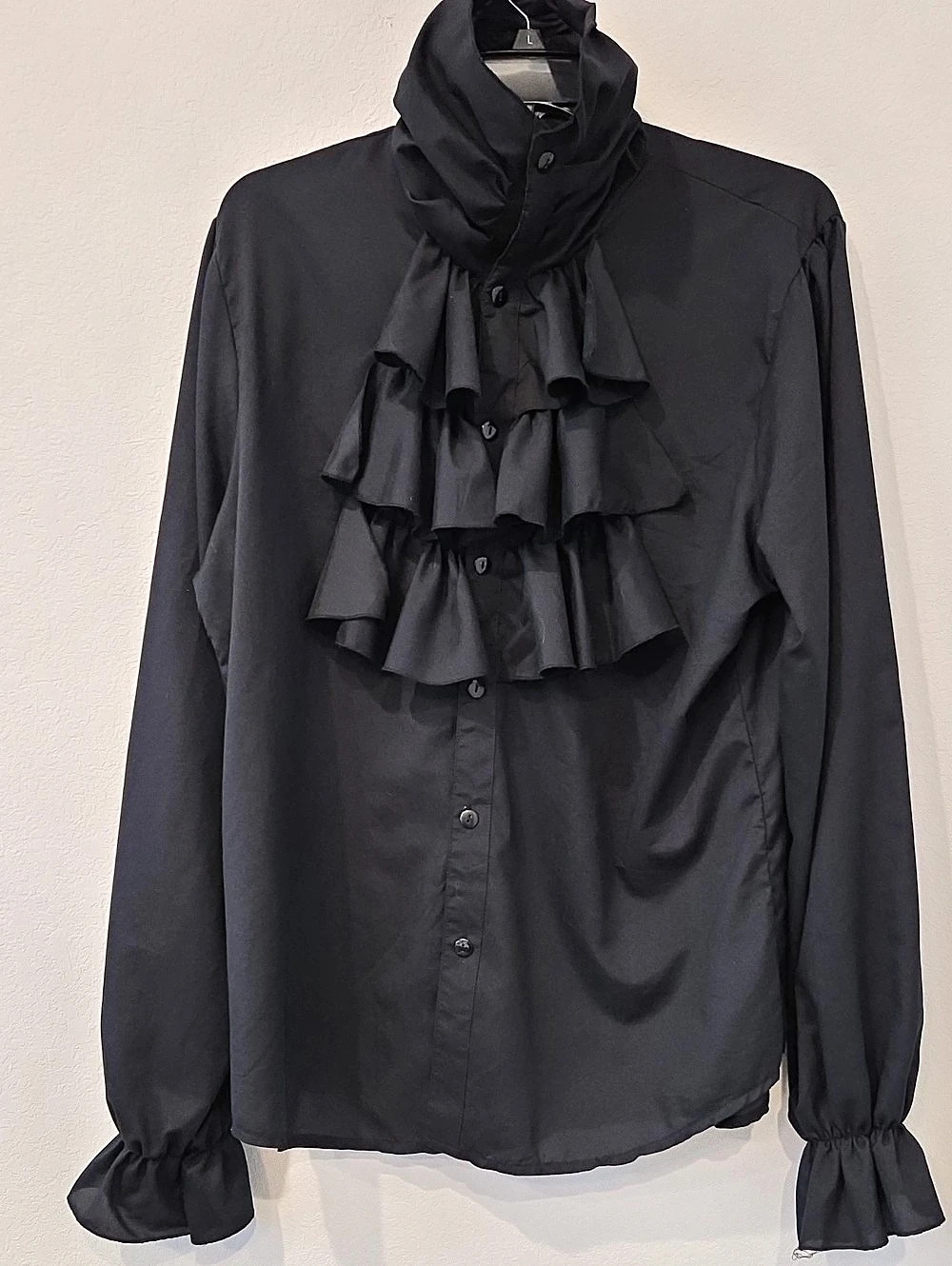 Ruffle Blouse Black Rennaisance Pirate Victorian Period Shirt Halloween XL Men